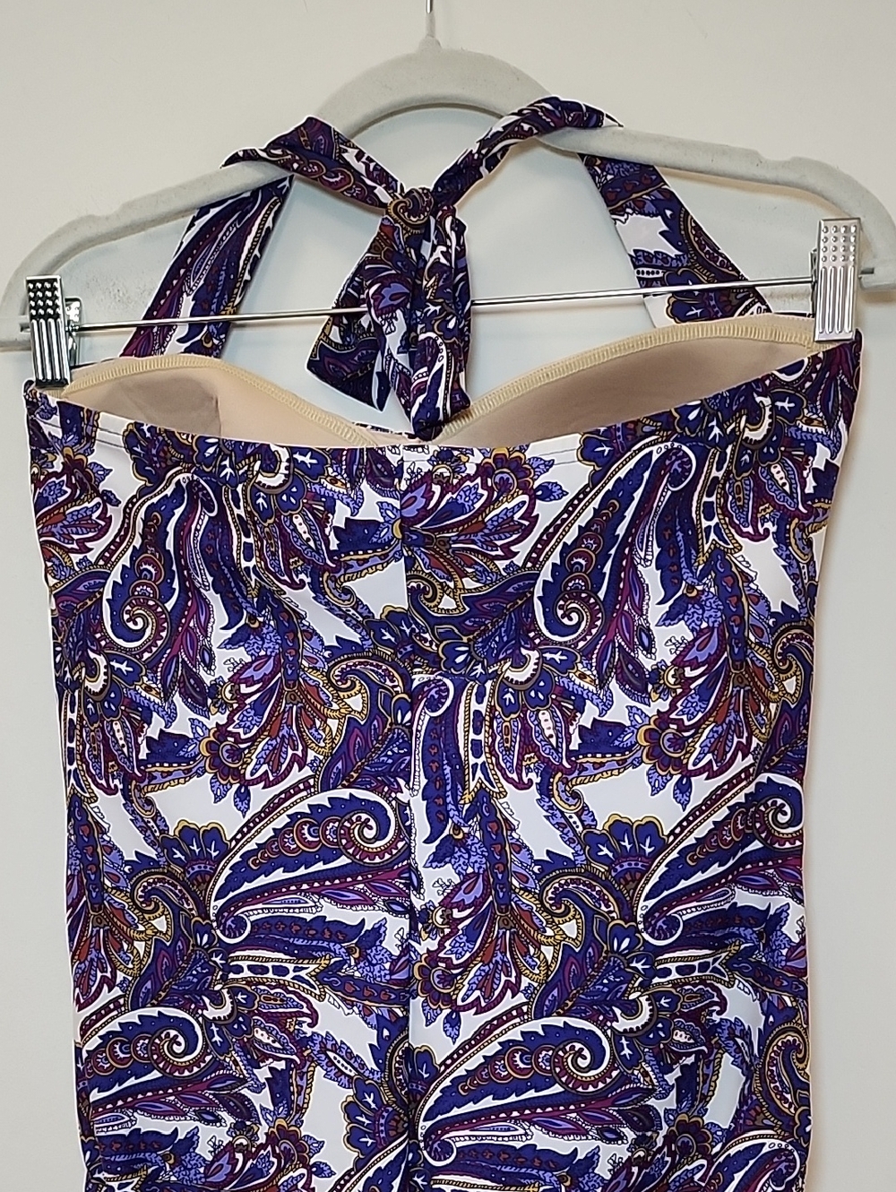 Lands’End Swimsuit OnePiece Ruched Wrapped Slimming Soft Cup Wireless Paisley 14 - Picture 10 of 16